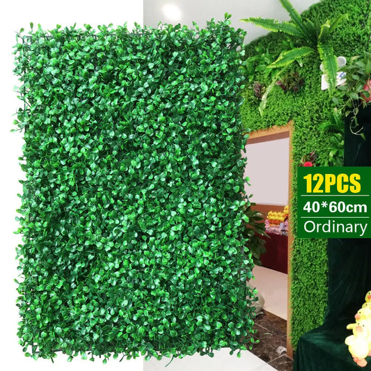 12Pcs 40*60Cm Artificial Hedge Decor High Density Ties Fence Panel Grass Mat Garden Backyard Wall Decor