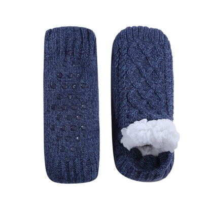 AUTODS - Knitted Slipper Socks Thick Slippers Women Girls Autumn Winter Velvet Home Floor Socks Non Slip Mid Tube Kawaii Cute Socks 1Pair